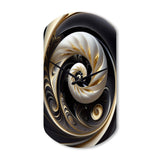 Gold Black And White Stained Glass V - Asymmetric Metal Wall Clock