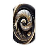 Gold Black And White Stained Glass V - Asymmetric Metal Wall Clock