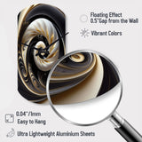 Gold Black And White Stained Glass V - Asymmetric Metal Wall Clock