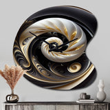 Gold Black And White Stained Glass V - Asymmetric Metal Wall Clock