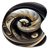 Gold Black And White Stained Glass V - Asymmetric Metal Wall Clock