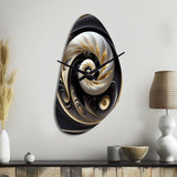 Gold Black And White Stained Glass V - Asymmetric Metal Wall Clock