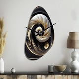 Gold Black And White Stained Glass V - Asymmetric Metal Wall Clock