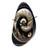 Gold Black And White Stained Glass V - Asymmetric Metal Wall Clock