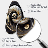 Gold Black And White Stained Glass V - Asymmetric Metal Wall Clock