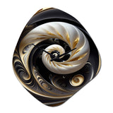 Gold Black And White Stained Glass V - Asymmetric Metal Wall Clock