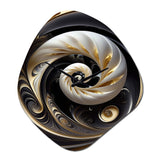 Gold Black And White Stained Glass V - Asymmetric Metal Wall Clock