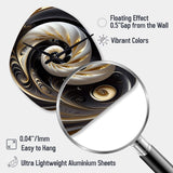 Gold Black And White Stained Glass V - Asymmetric Metal Wall Clock