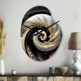 Gold Black And White Stained Glass V - Asymmetric Metal Wall Clock