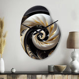 Gold Black And White Stained Glass V - Asymmetric Metal Wall Clock