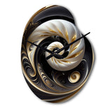 Gold Black And White Stained Glass V - Asymmetric Metal Wall Clock