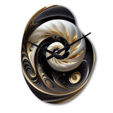 Gold Black And White Stained Glass V - Asymmetric Metal Wall Clock