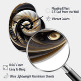 Gold Black And White Stained Glass V - Asymmetric Metal Wall Clock