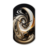 Gold And Black Stained Glass Spiral II - Asymmetric Metal Wall Clock