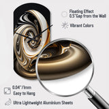 Gold And Black Stained Glass Spiral II - Asymmetric Metal Wall Clock