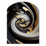 Gold And Black Stained Glass Spiral III - Asymmetric Metal Wall Clock