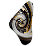 Gold And Black Stained Glass Spiral III - Asymmetric Metal Wall Clock