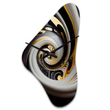 Gold And Black Stained Glass Spiral III - Asymmetric Metal Wall Clock