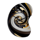 Gold And Black Stained Glass Spiral III - Asymmetric Metal Wall Clock