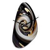 Gold And Black Stained Glass Spiral III - Asymmetric Metal Wall Clock