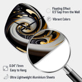 Gold And Black Stained Glass Spiral III - Asymmetric Metal Wall Clock