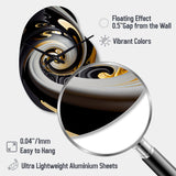 Gold And Black Stained Glass Spiral III - Asymmetric Metal Wall Clock