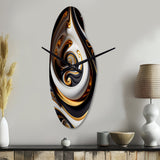 Gold And Black Stained Glass Spiral IV - Asymmetric Metal Wall Clock