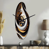 Gold And Black Stained Glass Spiral IV - Asymmetric Metal Wall Clock