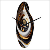 Gold And Black Stained Glass Spiral IV - Asymmetric Metal Wall Clock