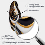 Gold And Black Stained Glass Spiral IV - Asymmetric Metal Wall Clock