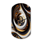 Gold And Black Stained Glass Spiral IV - Asymmetric Metal Wall Clock