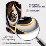 Gold And Black Stained Glass Spiral IV - Asymmetric Metal Wall Clock
