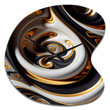 Gold And Black Stained Glass Spiral IV - Asymmetric Metal Wall Clock