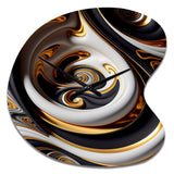 Gold And Black Stained Glass Spiral IV - Asymmetric Metal Wall Clock