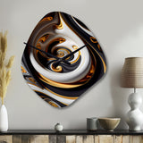 Gold And Black Stained Glass Spiral IV - Asymmetric Metal Wall Clock
