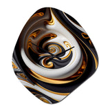Gold And Black Stained Glass Spiral IV - Asymmetric Metal Wall Clock