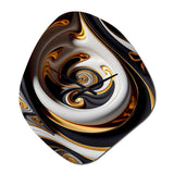 Gold And Black Stained Glass Spiral IV - Asymmetric Metal Wall Clock