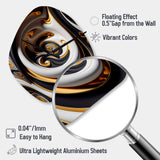Gold And Black Stained Glass Spiral IV - Asymmetric Metal Wall Clock