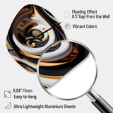 Gold And Black Stained Glass Spiral IV - Asymmetric Metal Wall Clock