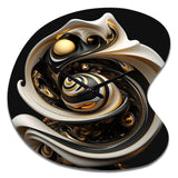Liquid White Stained Glass V - Asymmetric Metal Wall Clock