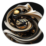 Liquid White Stained Glass V - Asymmetric Metal Wall Clock