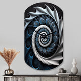 Blue And White Stained Liquid Glass II - Asymmetric Metal Wall Clock