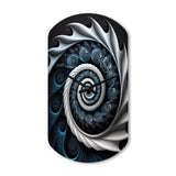 Blue And White Stained Liquid Glass II - Asymmetric Metal Wall Clock