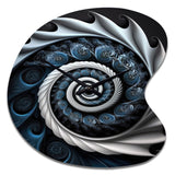 Blue And White Stained Liquid Glass II - Asymmetric Metal Wall Clock