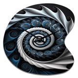 Blue And White Stained Liquid Glass II - Asymmetric Metal Wall Clock