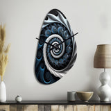 Blue And White Stained Liquid Glass II - Asymmetric Metal Wall Clock