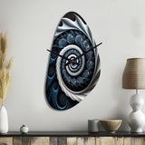 Blue And White Stained Liquid Glass II - Asymmetric Metal Wall Clock