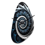 Blue And White Stained Liquid Glass II - Asymmetric Metal Wall Clock