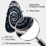 Blue And White Stained Liquid Glass II - Asymmetric Metal Wall Clock
