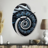 Blue And White Stained Liquid Glass II - Asymmetric Metal Wall Clock